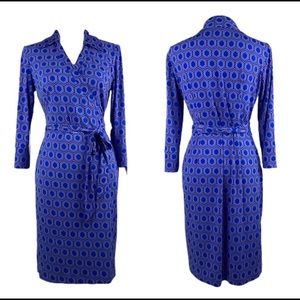 NWOT Julie Dillon Geometric Blue Wrap Dress